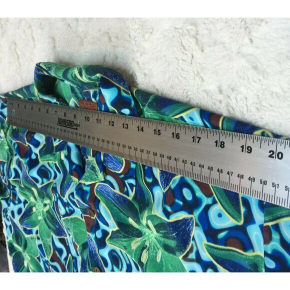 Vintage Pineapple Connection Mens Hawaiian Shirt Size Large Blue Green Floral - Picture 5 of 7